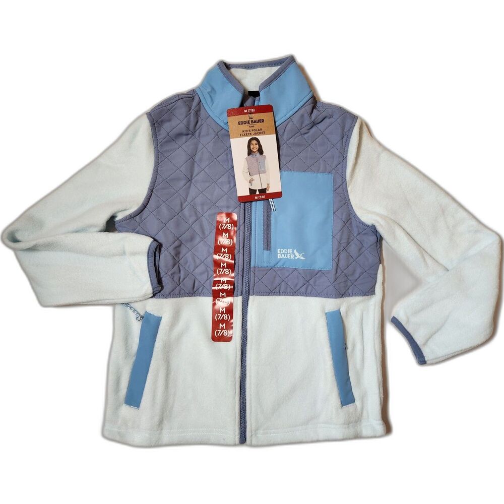 Eddie Bauer Kids Polar Fleece Jacket Medium 7/8 Light Blue NWT